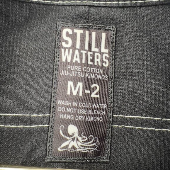 Kids Still Waters Brazilian Jiu-Jitsu Gi Kimono Top Black White Stitching Sz M 2 - Picture 8 of 12